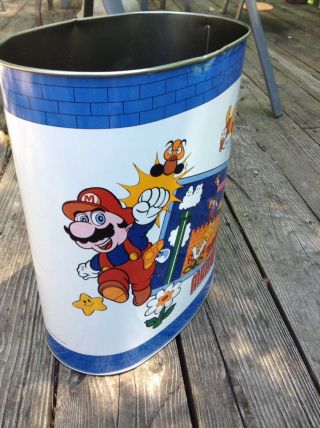 Vintage 1988 Mario Bros Trash Can Waste Basket 1988 3