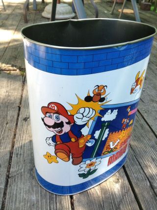 Vintage 1988 Mario Bros Trash Can Waste Basket 1988 4