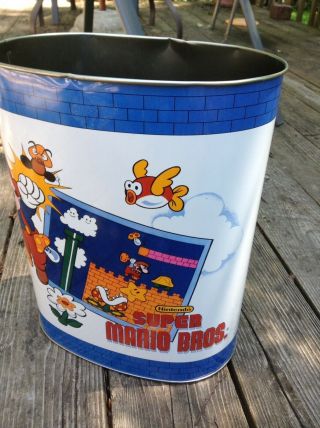 Vintage 1988 Mario Bros Trash Can Waste Basket 1988 5