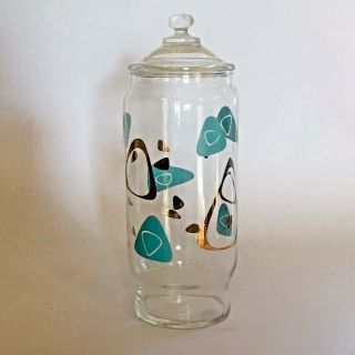 Rare Boomerang Amoeba Fantasy Federal Glass Canister Shaker Apothecary Jar Vtg