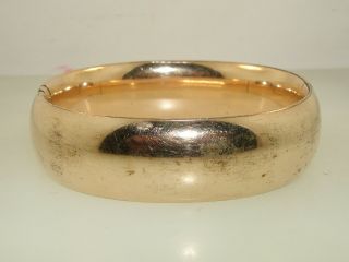 ANTIQUE VICTORIAN ROSE GOLD FILLED REPOUSSE HINGED BANGLE 