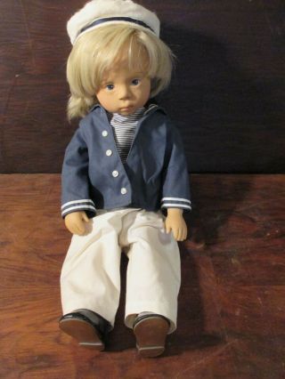 Vtg 18 " Sylvia Natterer Blonde Hair Blue Eyes Freckles Sailor Doll By Gotz 89