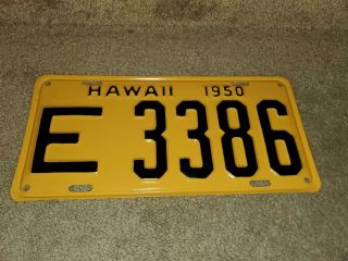 Vintage License Plate Hawaii 1950 E 3386 Very