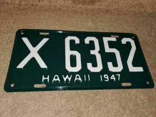 Vintage License Plate Hawaii 1947 X 6352 Very
