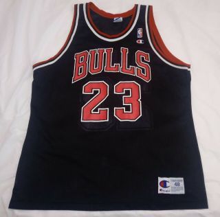 Vintage Michael Jordan Jersey 23 Chicago Bulls Champion Blue 48 Authentic Nba