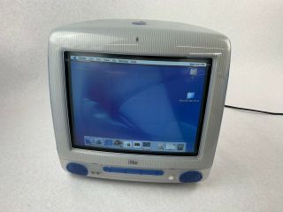 Vintage Apple Imac G3 Blueberry 400mhz Cpu 64mb Ram 10gb Hdd Macos10.  0.  3 Burn In