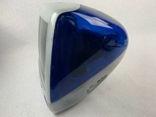 Vintage Apple iMac G3 Blueberry 400MHz CPU 64MB RAM 10GB HDD MacOS10.  0.  3 BURN IN 3