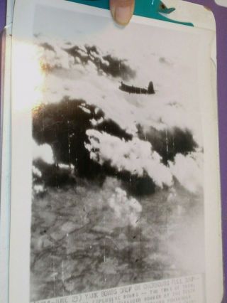 1944 Wwii Ap Wire Photo B - 26 Marauders Drop Bombs On Cherbourg Fuel Dump Dsp577