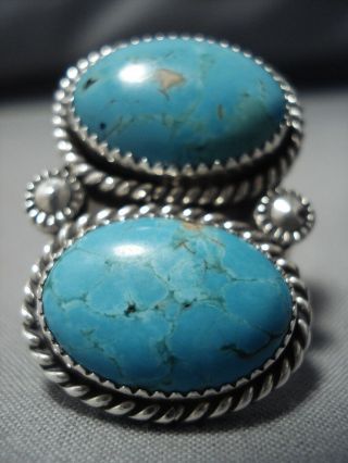 Giant Pools Of Water Vintage Navajo Turquoise Sterling Silver Ring Old