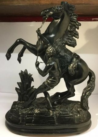 Large Antique Vintage Cast Metal Marley Horse Statue Figure Sculpture Equestrian