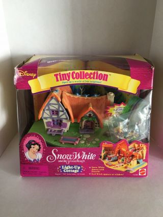 Vintage Polly Pocket Bluebird Disney Snow White Cottage 7 Dwarves 1995 Complete