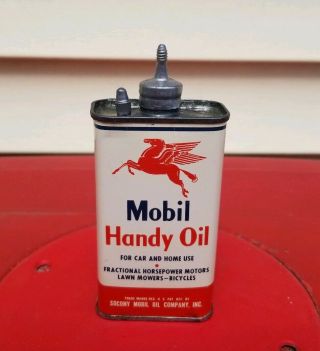 Vintage Mobil Handy Oil Oiler Lead Top Can Household Oil - Nos Pegasus