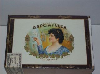 Vintage La Flor De Garcia Y Vega Washingtons Wooden Cigar Box Series 1953