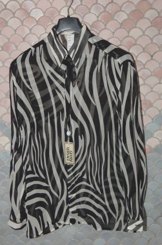 Versace True Vintage Silk Shirt,  Italian 52,  Black/white,  With Tags