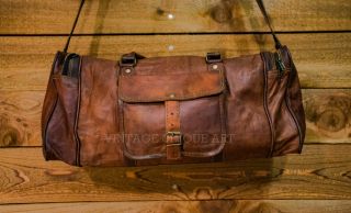 Vintage Men Real Leather Large Travel Duffel Weekend Bag Handmade Luggage Gym
