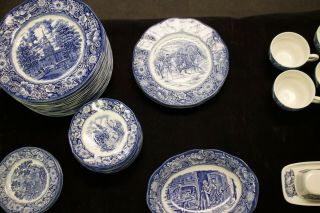 Vintage Staffordshire Liberty Blue China Set 52pc Take A Look