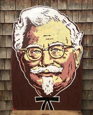 Rare Vintage Kfc Colonel Sanders Fast Food Fried Chicken Large Wooden Sign 54”