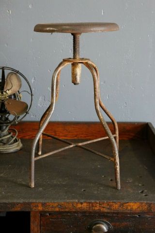 Vintage industrial drafting stool,  crank seat,  machinist chair,  spider legs,  old 2