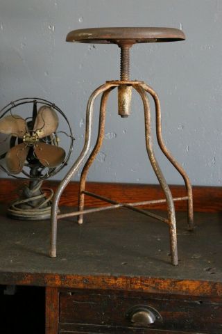Vintage industrial drafting stool,  crank seat,  machinist chair,  spider legs,  old 3