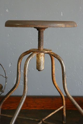 Vintage industrial drafting stool,  crank seat,  machinist chair,  spider legs,  old 4
