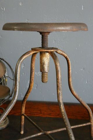 Vintage industrial drafting stool,  crank seat,  machinist chair,  spider legs,  old 5