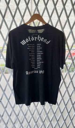 Vintage 90 ' s MOTORHEAD America Tour Concert Single Stitch Thin Shirt - LARGE 2