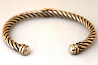 Vintage ALS 18K Solid Gold and Sterling Silver X Bracelet 5.  5 