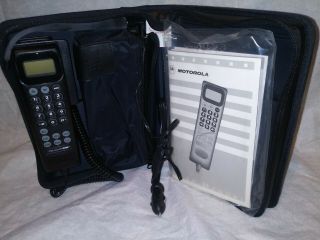 Vtg Motorola Mobile Car Cell Phone Cellular One Scn2523a Battery & Zip Up Bag G5