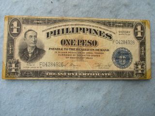 Wwii Us Philippines Victory Series 66 Bill 1 Peso Stamped 1944 Ww2