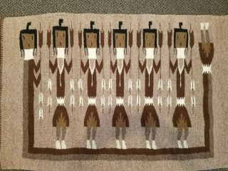 Vintage Navajo Yeibichai Rug,  Wall Hanging,  Yei,  Handwoven 60 