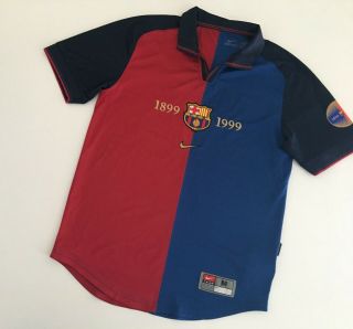 Barcelona Fc 1999/00 Home Football Shirt M Soccer Jersey Nike Vintage Maglia