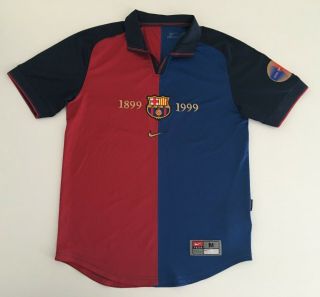 BARCELONA FC 1999/00 Home Football Shirt M Soccer Jersey NIKE Vintage Maglia 4