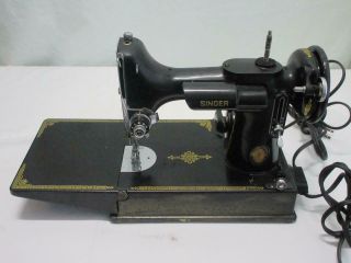 Vintage Singer Featherweight 221 Sewing Machine,  Case,  Pedal,  Accessories/Parts 2