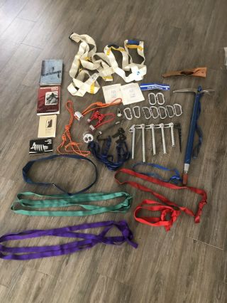 Vintage Chouinard Salewa Rock Ice Climbing Gear Axe Harness Carabiner Bolt Wedge