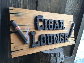 Partagas Romeo Y Julieta Cigar Bar Wood Sign Raised Letters Rustic Antique Look