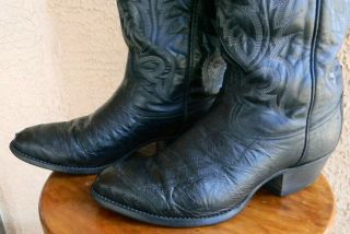 VTG TONY LAMA MEN ' S BLACK OSTRICH COWBOY WESTERN 1990s BOOTS Size 9.  5 EE MADE US 4