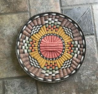 Intricate Vintage Hopi Plaque Basket Hand Woven Second Mesa 13.  5 "