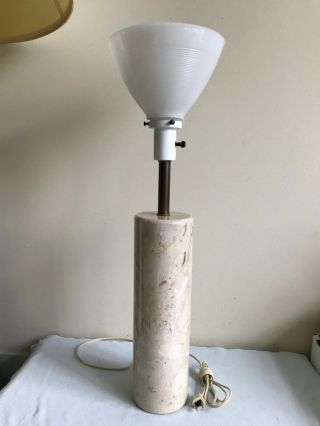 Vintage Walter Von Nessen Cylindrical Italian Multi Color Marble Table Lamp 27”