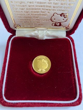 Rare And Authentic 1991 Sanrio Hello Kitty Gold Coin With Case.  9999 Au 1/10 Oz