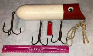 1950 Heddon Lucky 13 Wooden Store Display Advertising Lure 16’ Paint