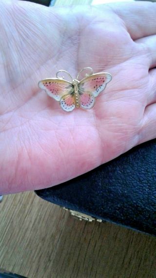 NORWAY STERLING SILVER ENAMELLED BUTTERFLY BROOCH PIN SMALL 4