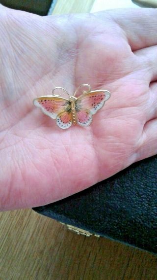 NORWAY STERLING SILVER ENAMELLED BUTTERFLY BROOCH PIN SMALL 5