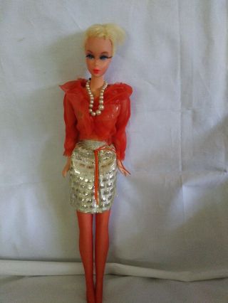 Vintage Barbie With Gorgeous Orange And Silver Outfit/tlc