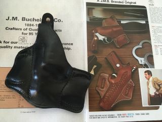 Vintage Bucheimer Black Leather Concealer Holster For S&w Model 10 2 " Left