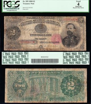 Ultra Rare 1890 $2 " Ornate Back " Mcpherson Treasury Note Pcgs 4/a A3165442