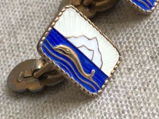Vintage Enamel and Gold washed sterling silver WHALE Cufflinks.  Norway. 3