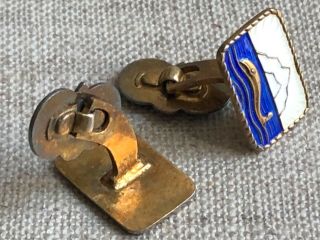 Vintage Enamel and Gold washed sterling silver WHALE Cufflinks.  Norway. 4