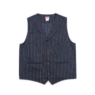 BRONSON LOT950 Men ' s Work Vest Vintage Casual Indigo Stripe Railway Waistcoat SP 2