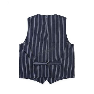 BRONSON LOT950 Men ' s Work Vest Vintage Casual Indigo Stripe Railway Waistcoat SP 5