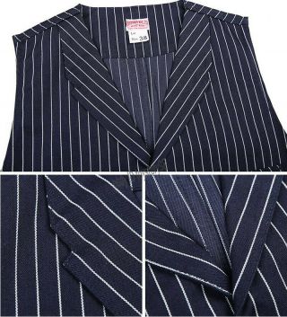 BRONSON LOT950 Men ' s Work Vest Vintage Casual Indigo Stripe Railway Waistcoat SP 8